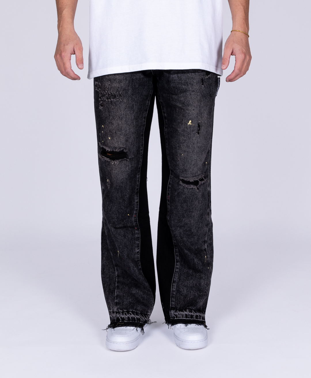 FLARED RIPPED JEANS BLACK