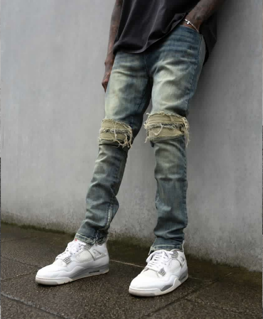 DENIM BIKER JEANS