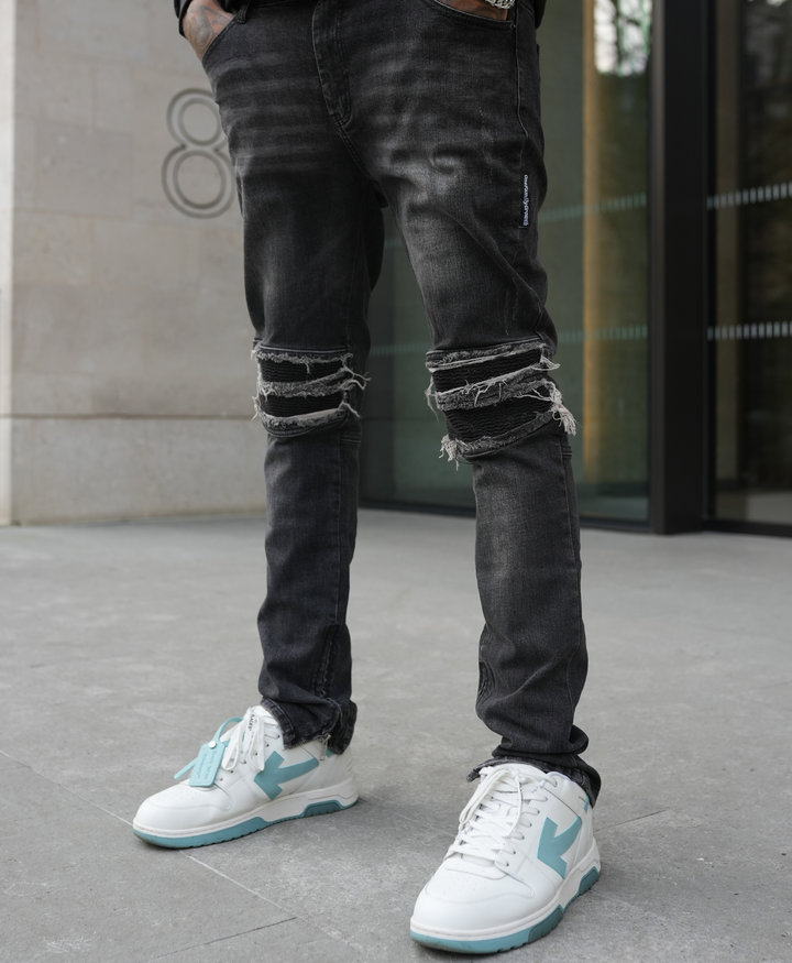 DENIM BIKER JEANS BLACK