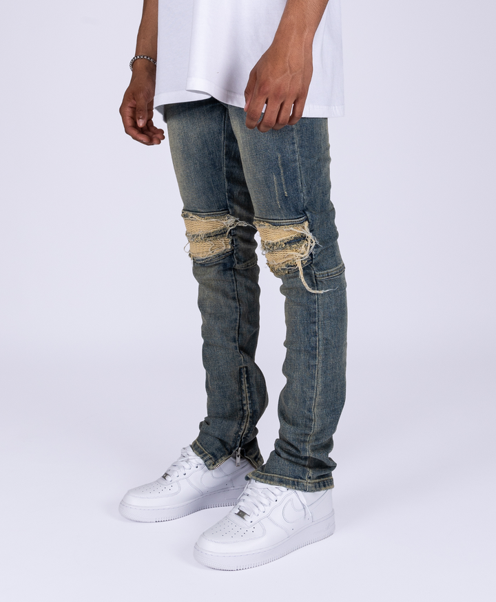 DENIM BIKER JEANS