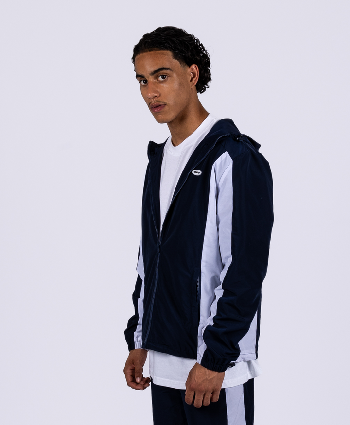 BLUE WHITE WINDBREAKER